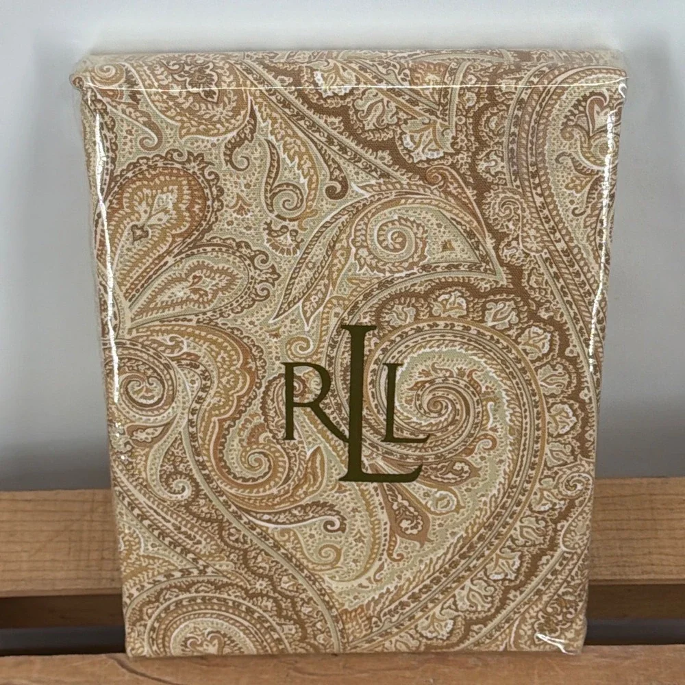 Ralph Lauren Home Fenton Paisley Tablecloth Cream Tan 60x120 Oblong‎ Cotton NEW